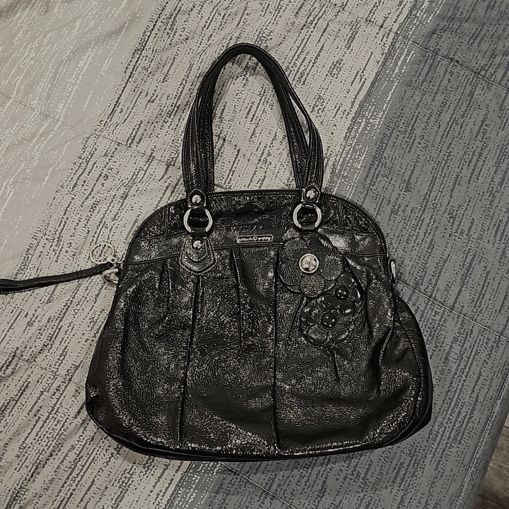COACH black patent leather satchel